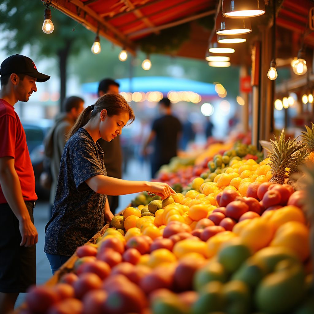 Customers shopping at fruit market