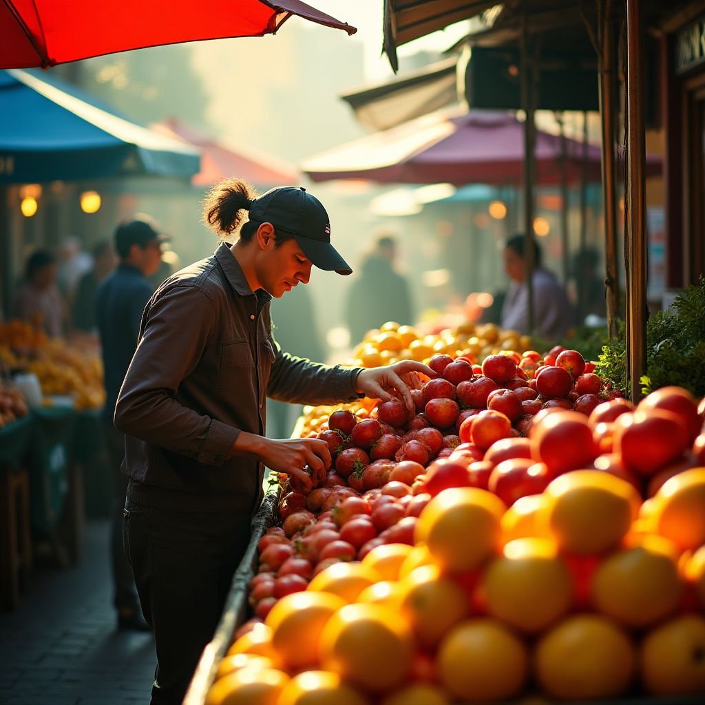 Market atmosphere at dawn